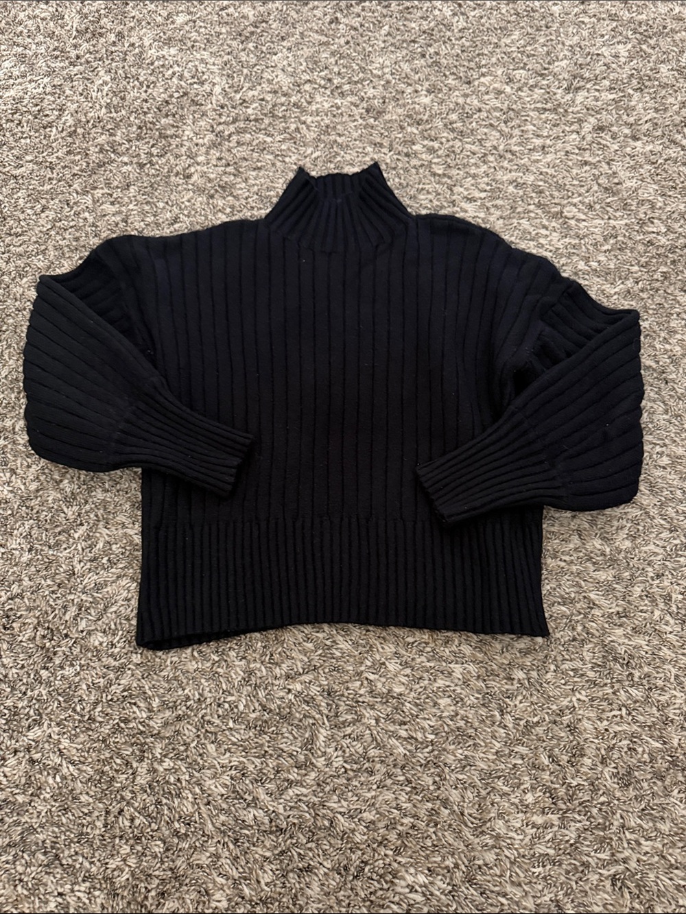 Zaful Black Ribbed Turtleneck Sweater